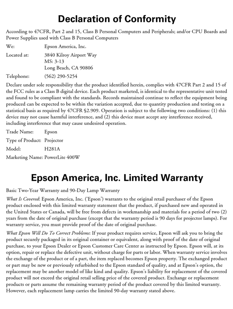 Epson V11H281020 - PowerLite 400W WXGA LCD... Reference guide