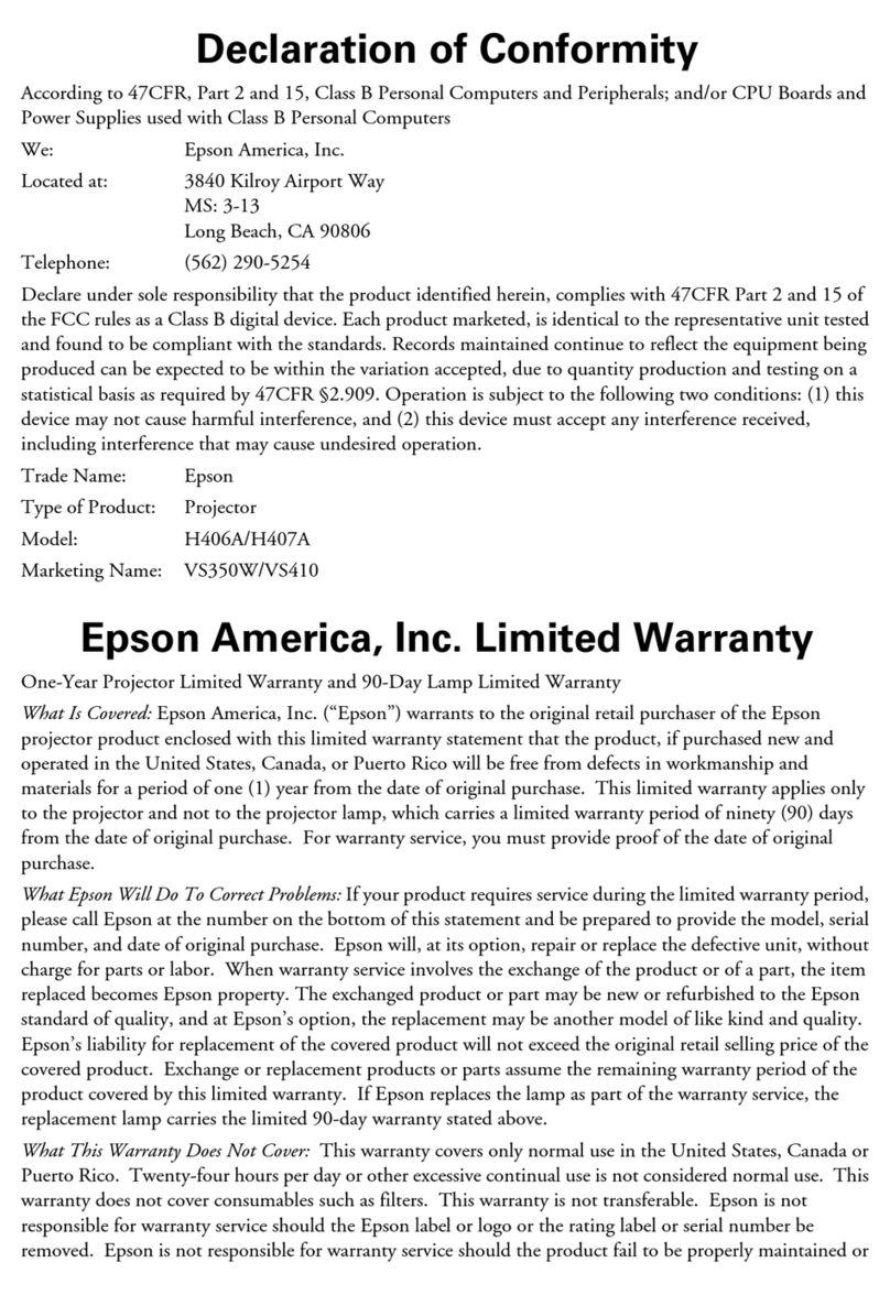 Epson VS410 Reference guide