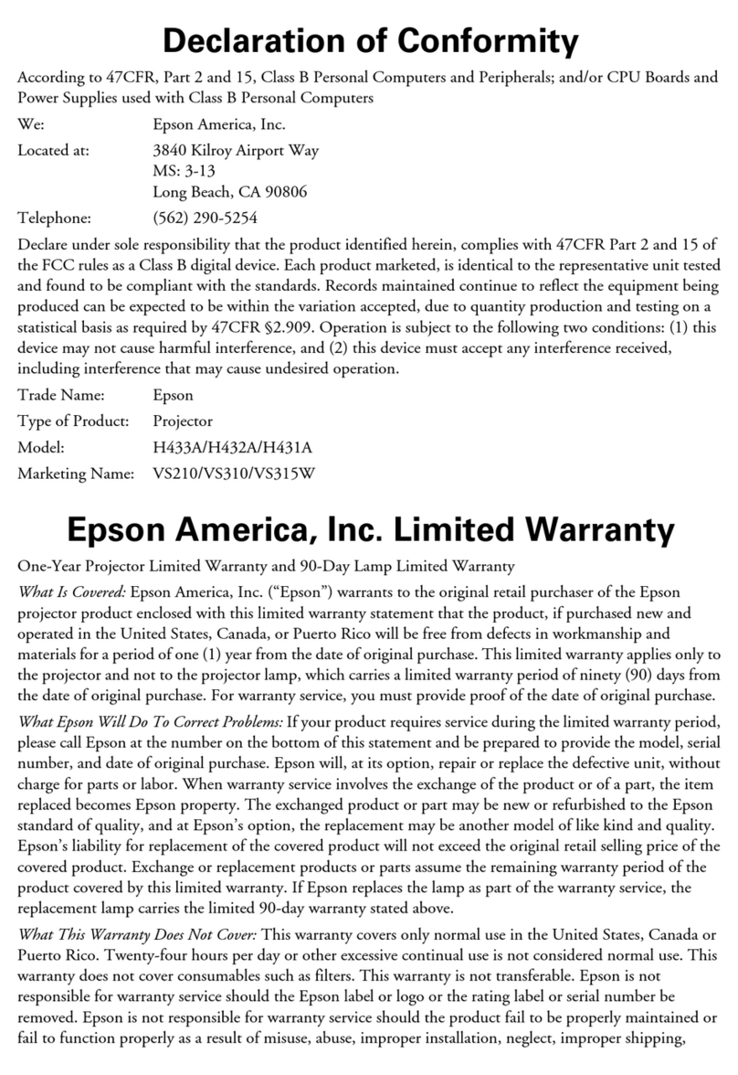 Epson VS310 Reference guide