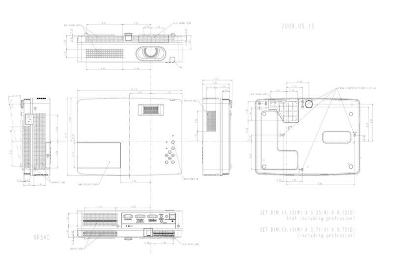 Sanyo PLC-XW250 Dimensional drawing
