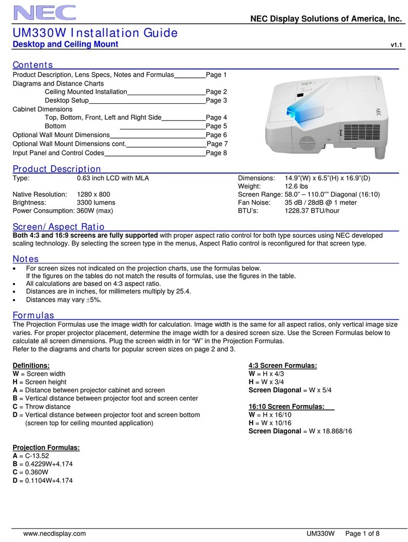 NEC NP-UM330W Series User manual