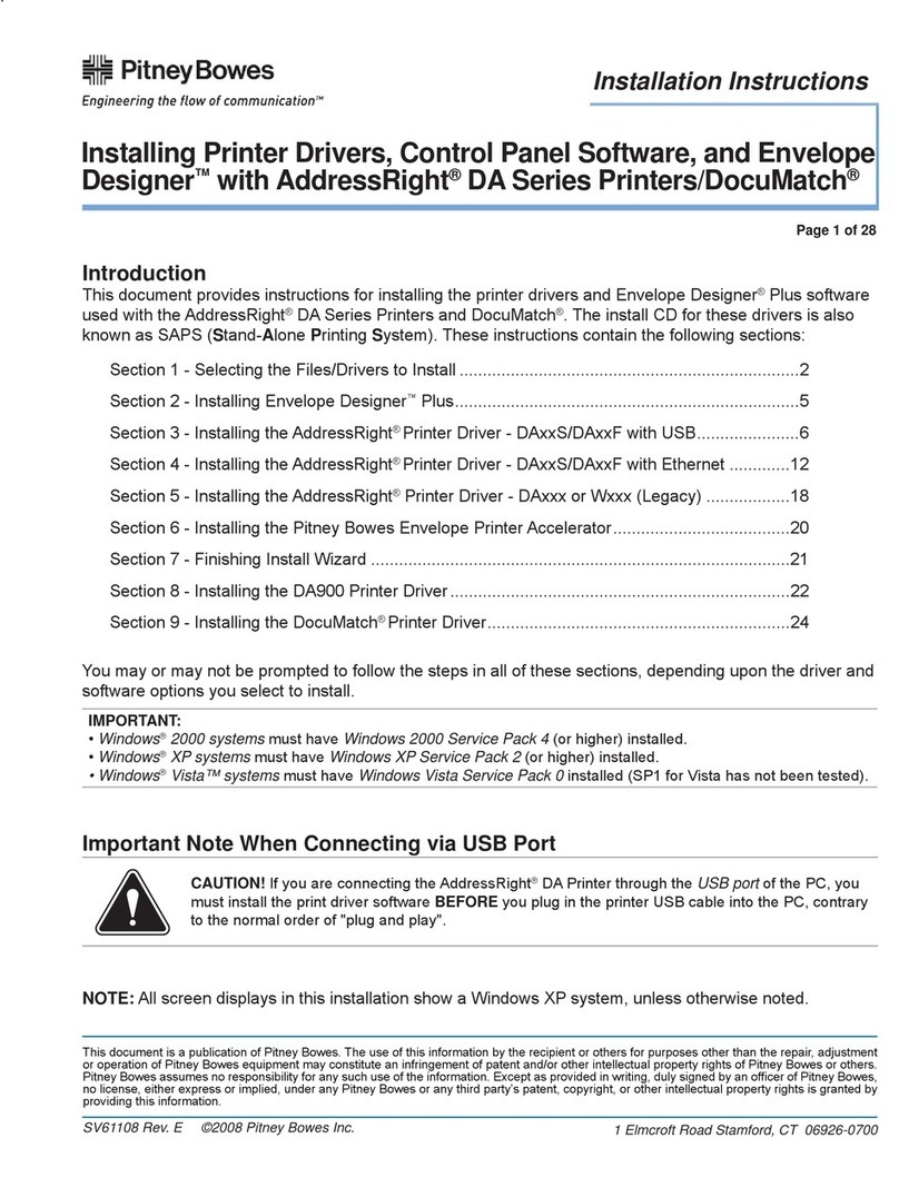 Pitney Bowes AddressRight DA Series installation instructions