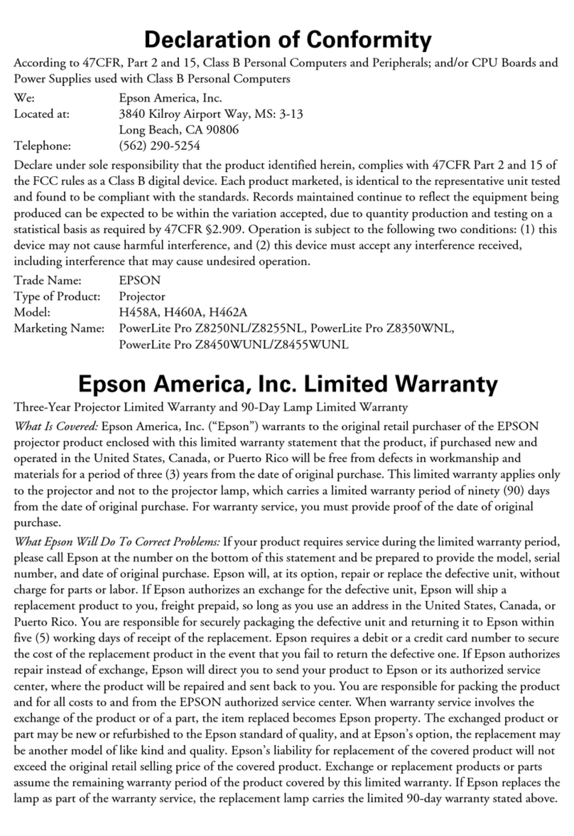 Epson PowerLite Pro Z8450WUNL Reference guide
