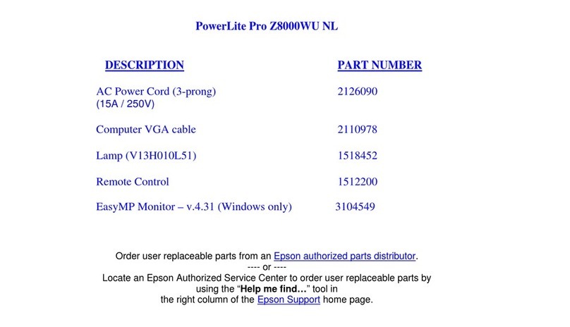 Epson PowerLite Pro Z8000WUNL User manual