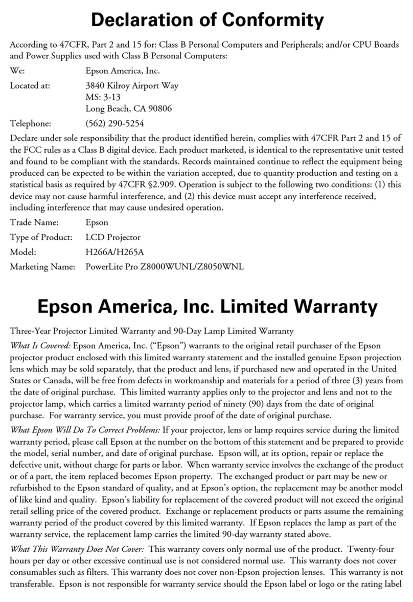 Epson PowerLite Pro Z8000WUNL Reference guide