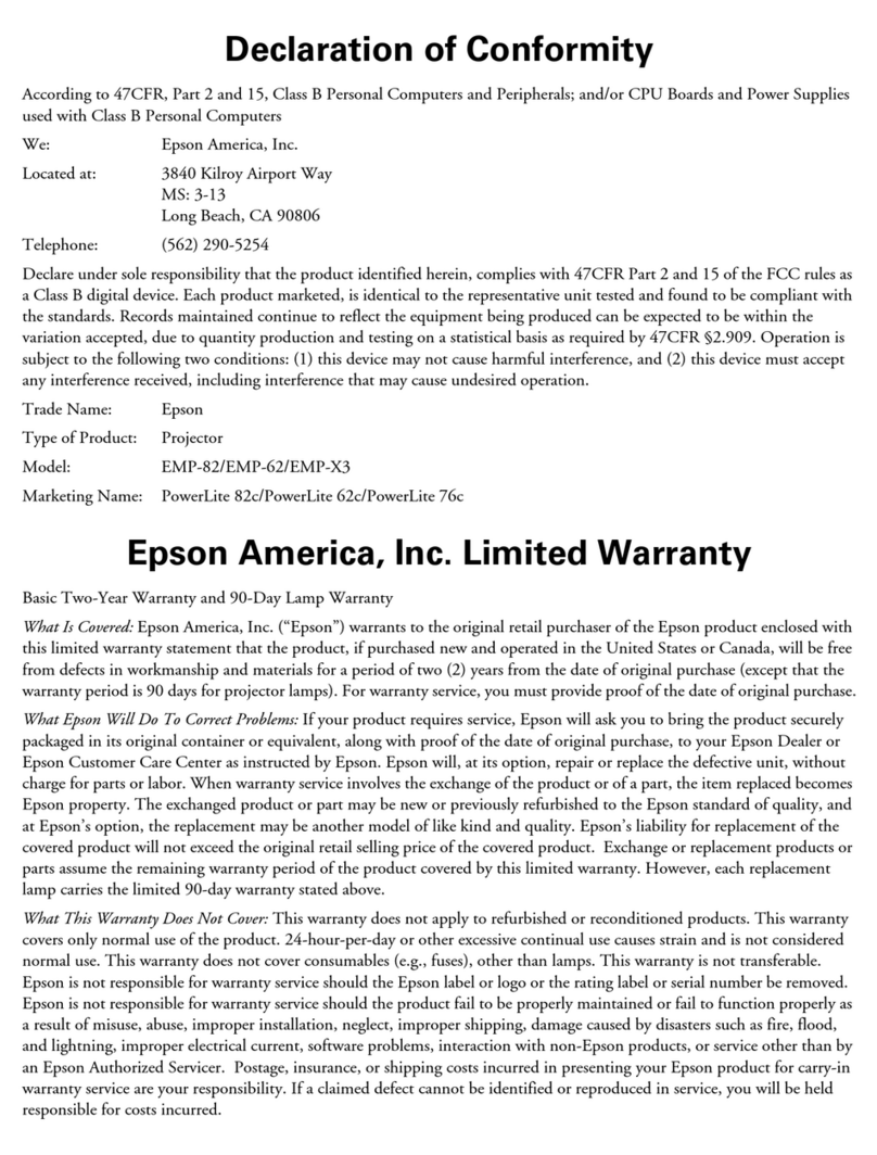 Epson V11H177020 - Powerlite 76C LCD Projector Reference guide
