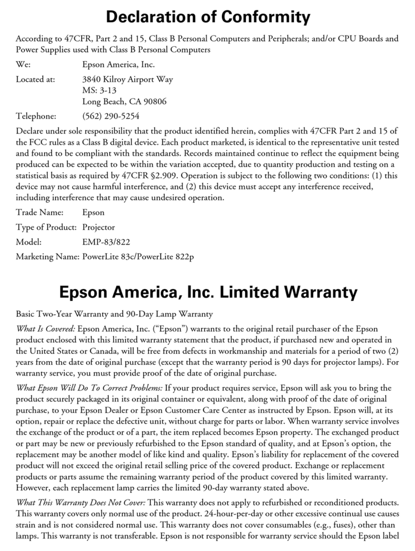 Epson V11H255020 - PowerLite 83c XGA LCD Projector Reference guide
