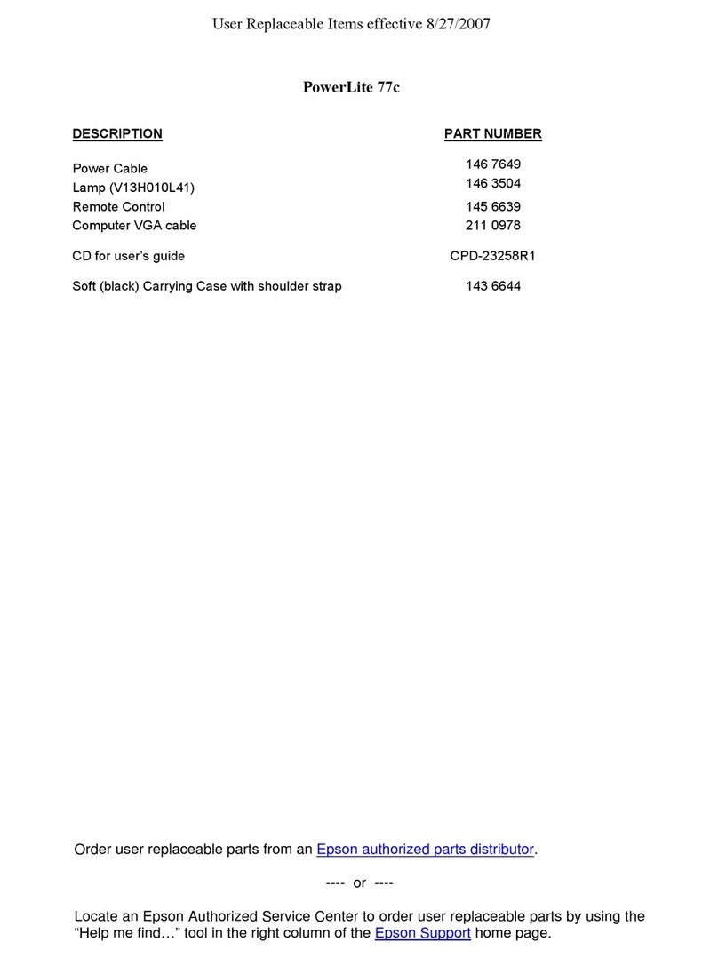 Epson PowerLite 77c parts list