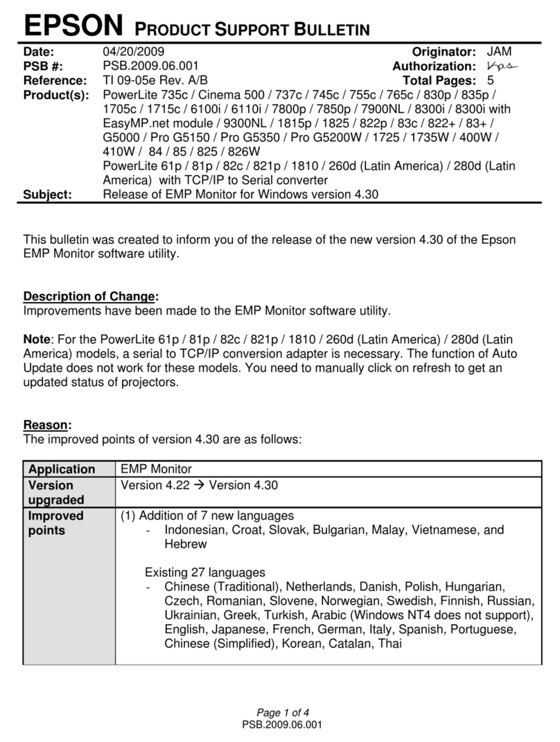 Epson V11H071920 - PowerLite 9300i SXGA+ LCD... Product support bulletin