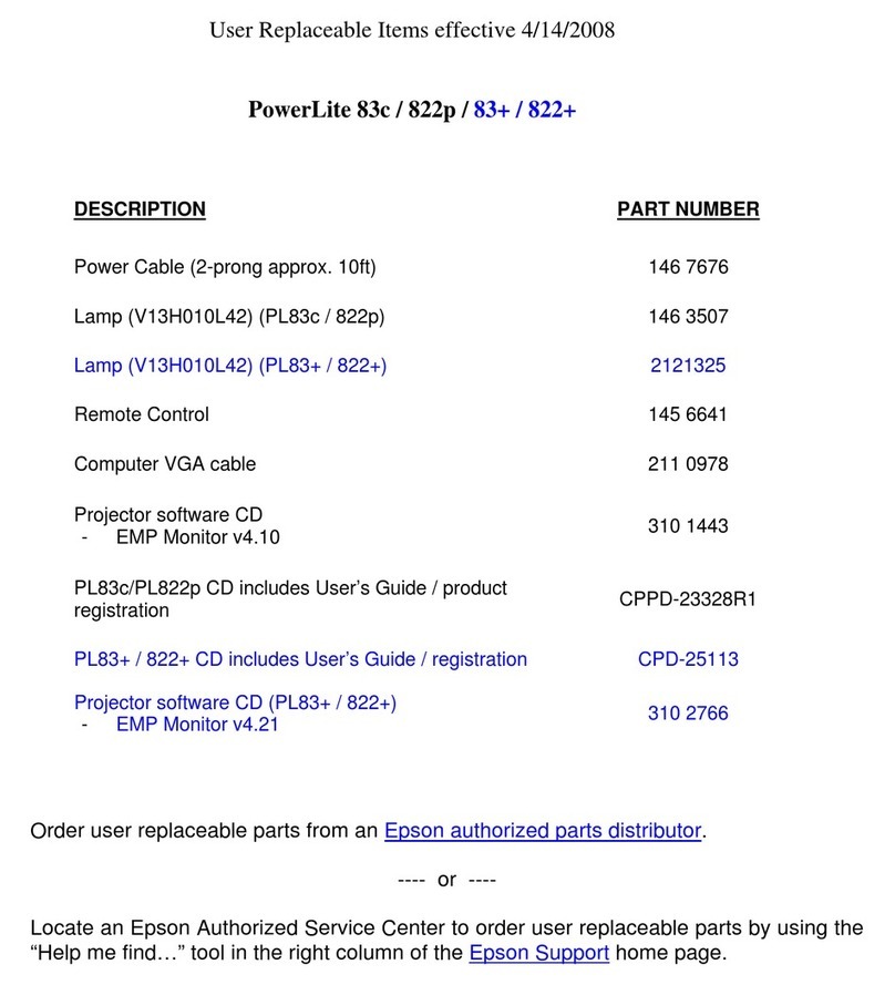 Epson RB-V11H255020-N - PowerLite 83c LCD... User manual