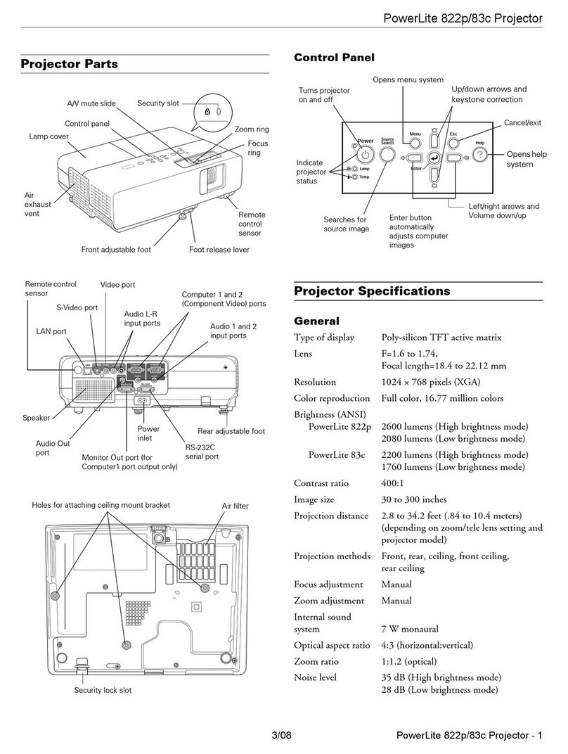 Epson RB-V11H255020-N - PowerLite 83c LCD... Installation and operation manual