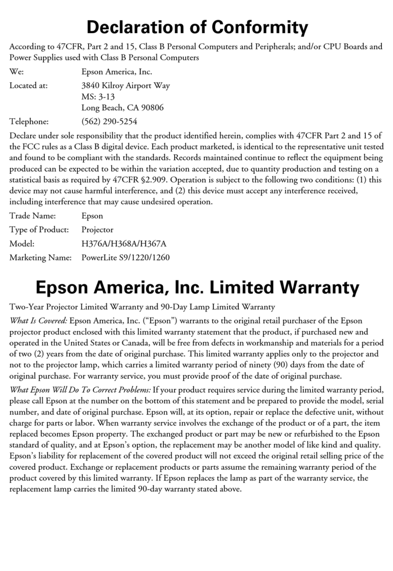Epson PowerLite S9 Declaration of conformity