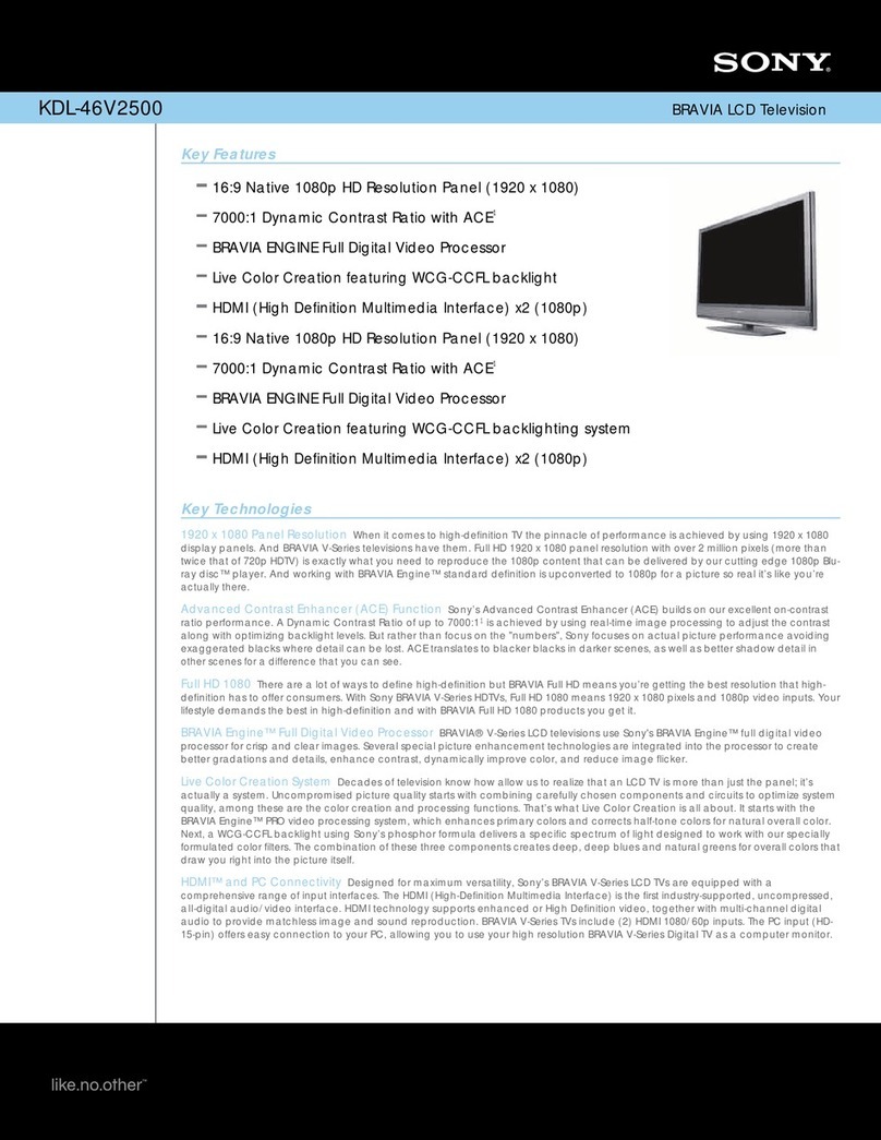 Sony BRAVIA KDL-46V2500 User manual