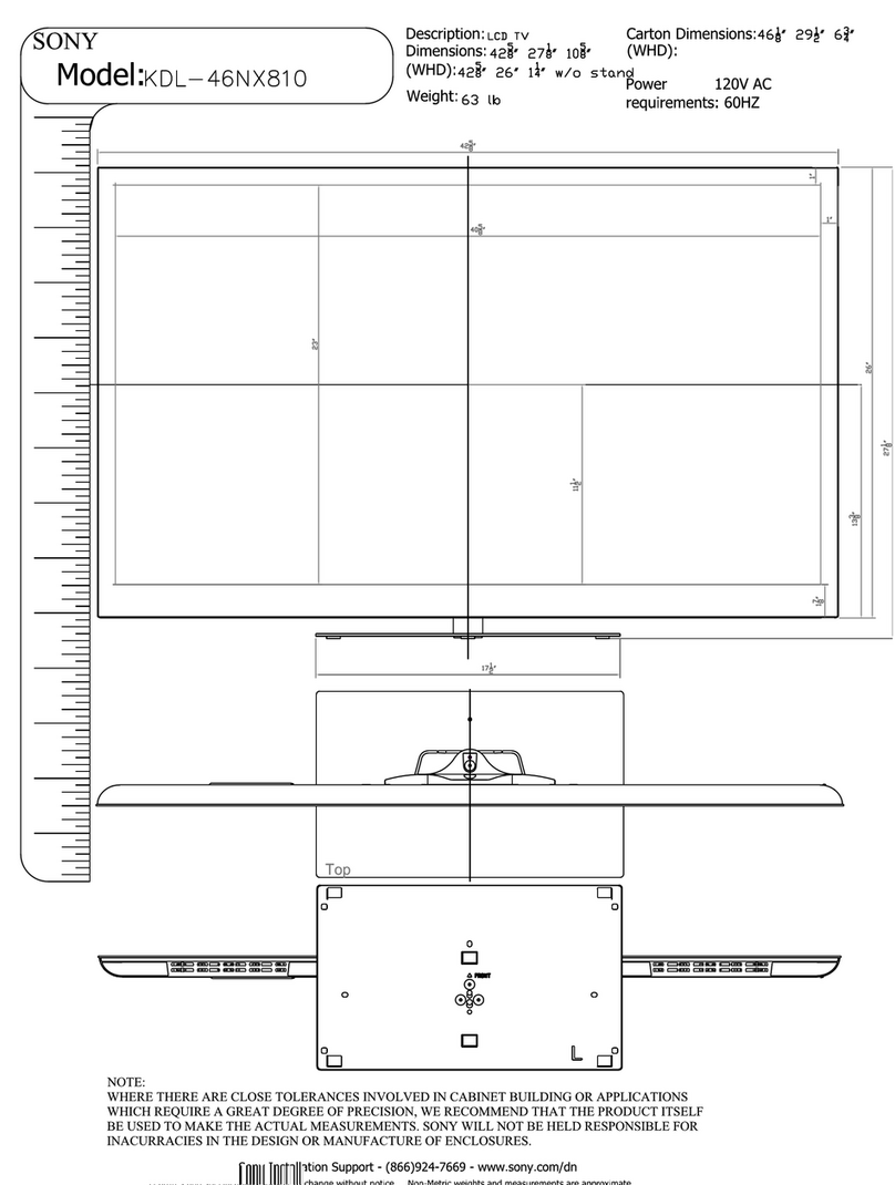 Sony BRAVIA KDL-46NX810 Dimensions