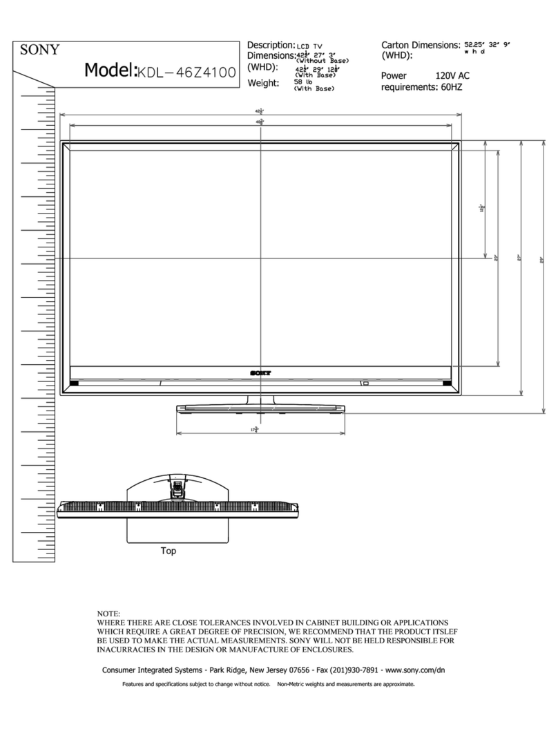 Sony BRAVIA KDL-46Z4100/S Dimensions