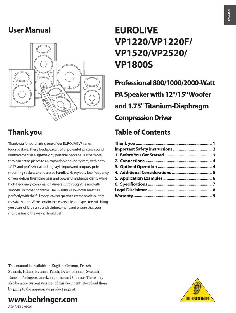 Behringer Eurolive VP1220F user manual