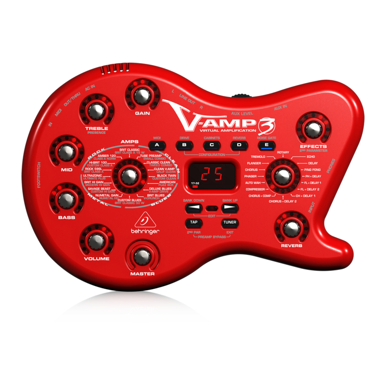 Behringer Virtual Amplification V-AMP 3 user manual