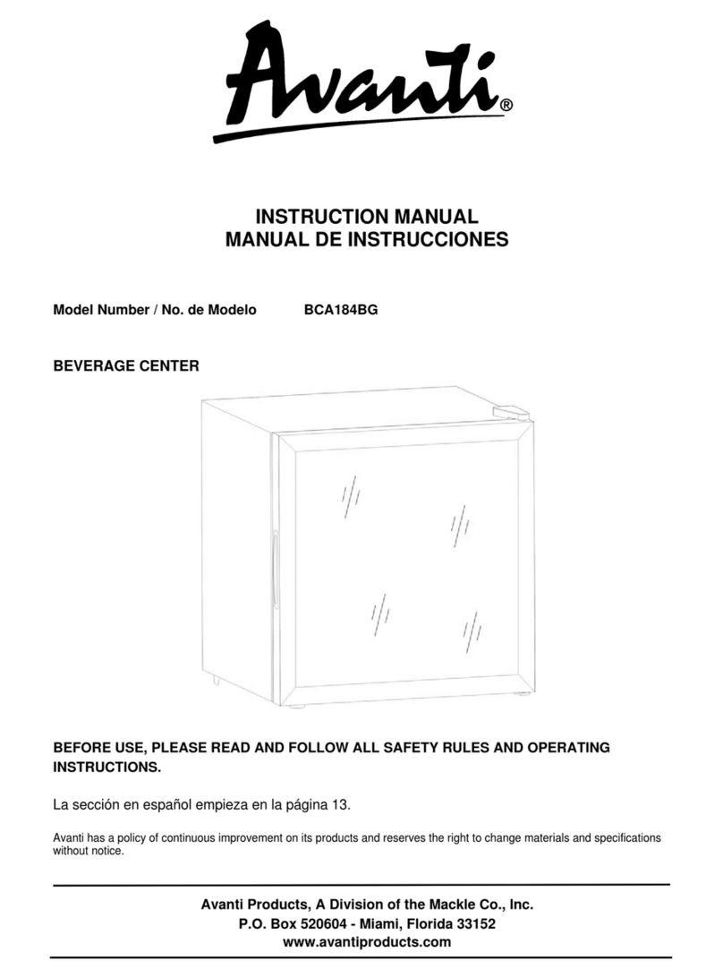 Avanti BCA184BG instruction manual