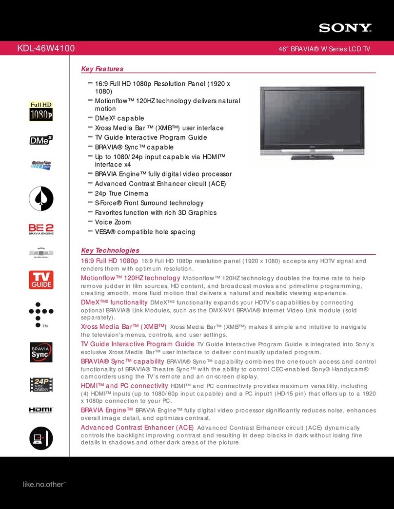 Sony BRAVIA KDL-46W4100 User manual
