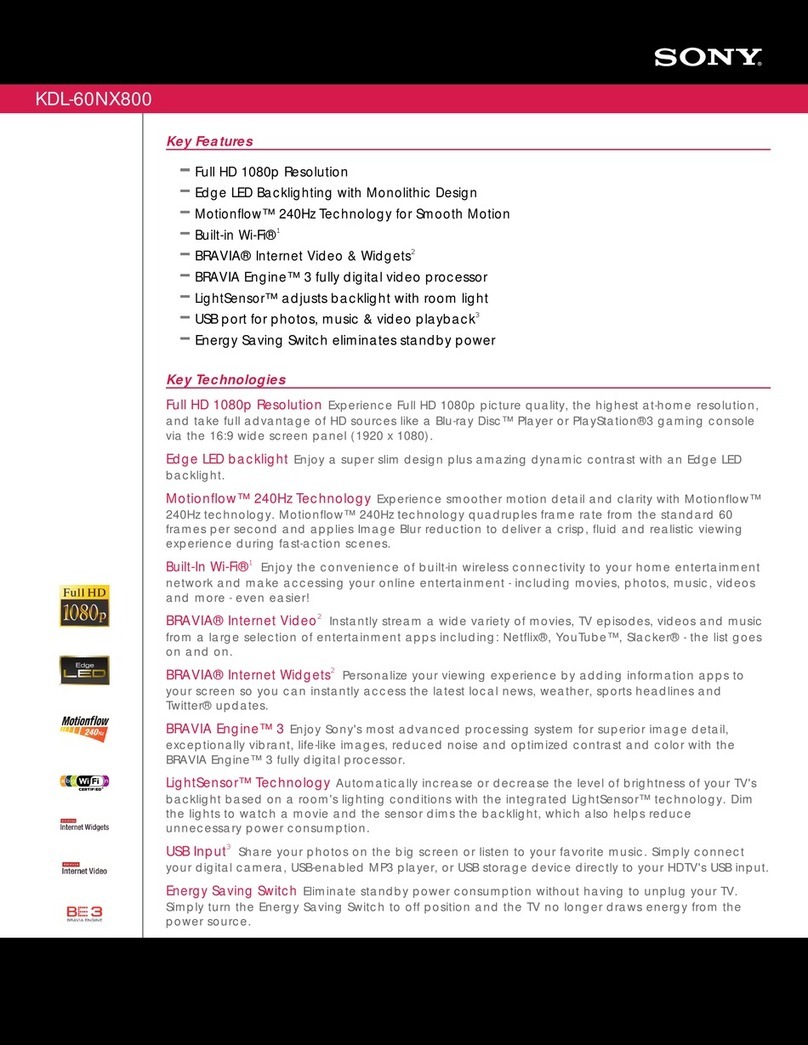 Sony BRAVIA KDL-60NX800 User manual
