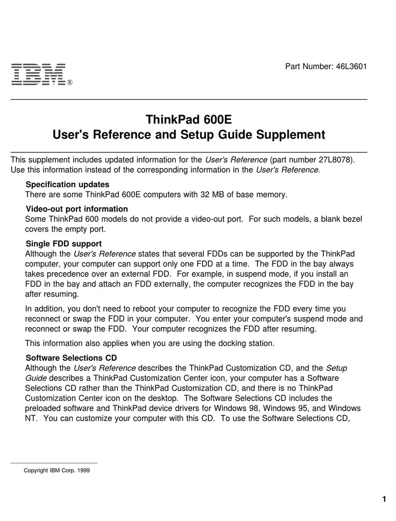 Lenovo ThinkPad 600 Owner's manual