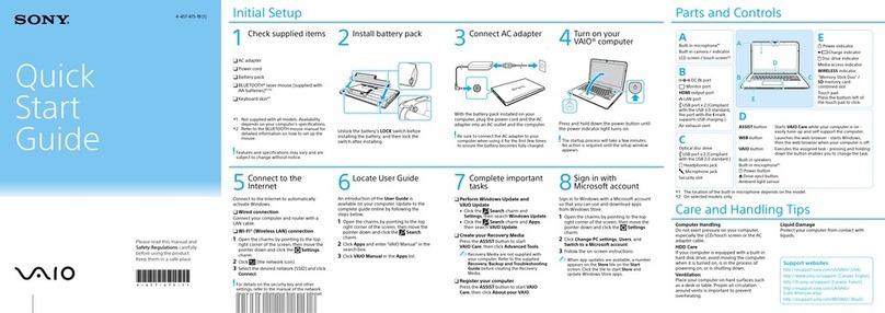 Sony SVE14A35CXH quick start guide