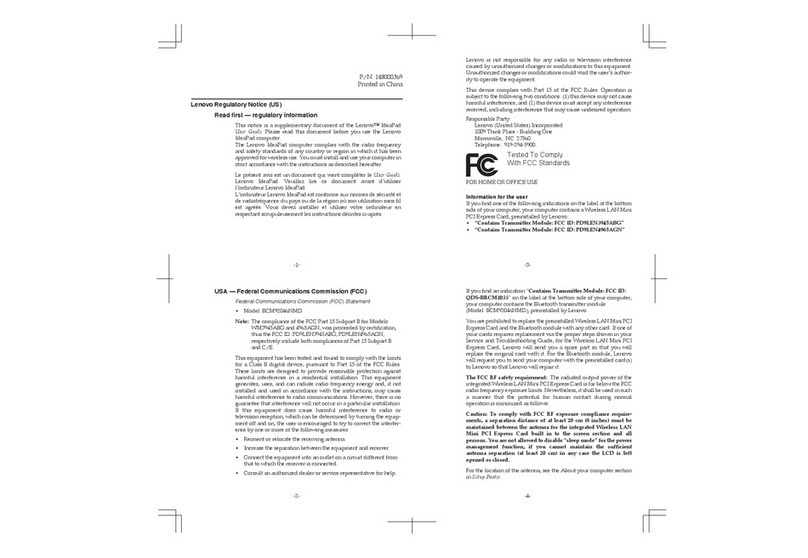 Lenovo L7500 - IdeaPad U110 User manual