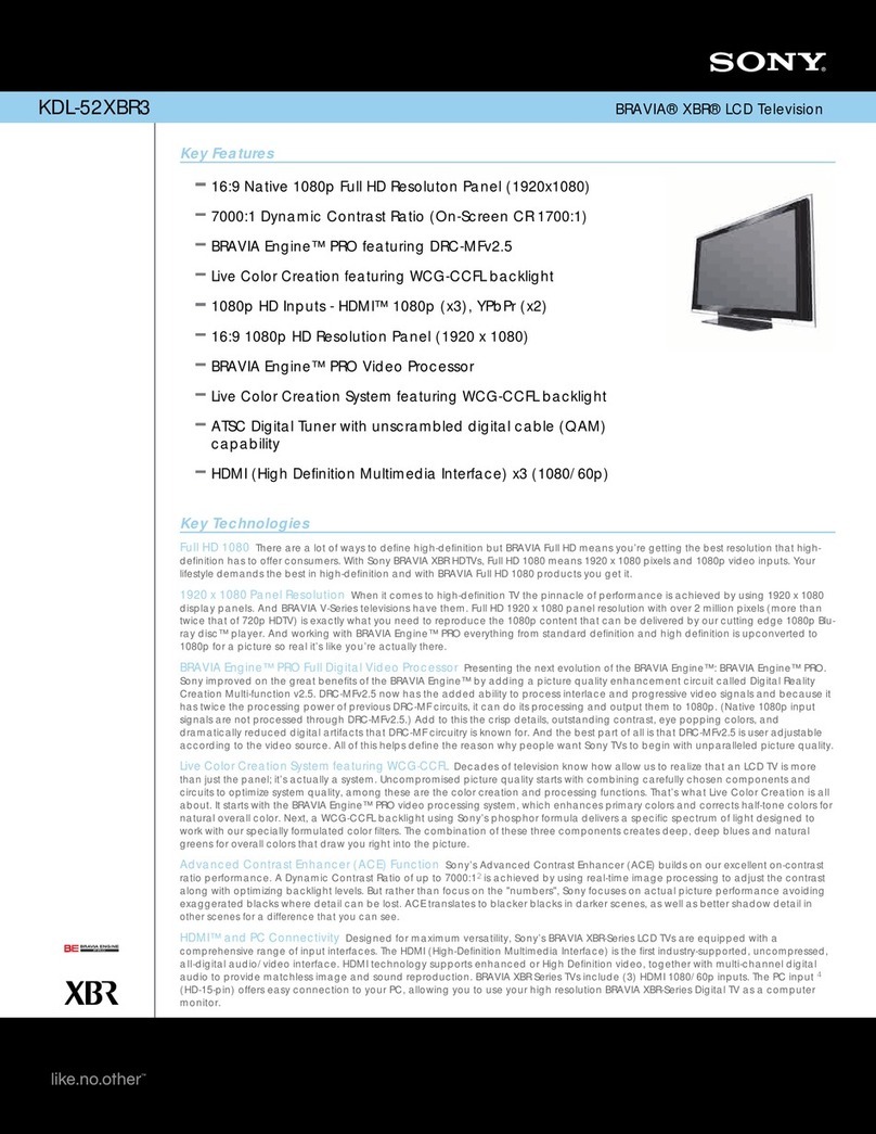 Sony BRAVIA KDL-52XBR3 User manual