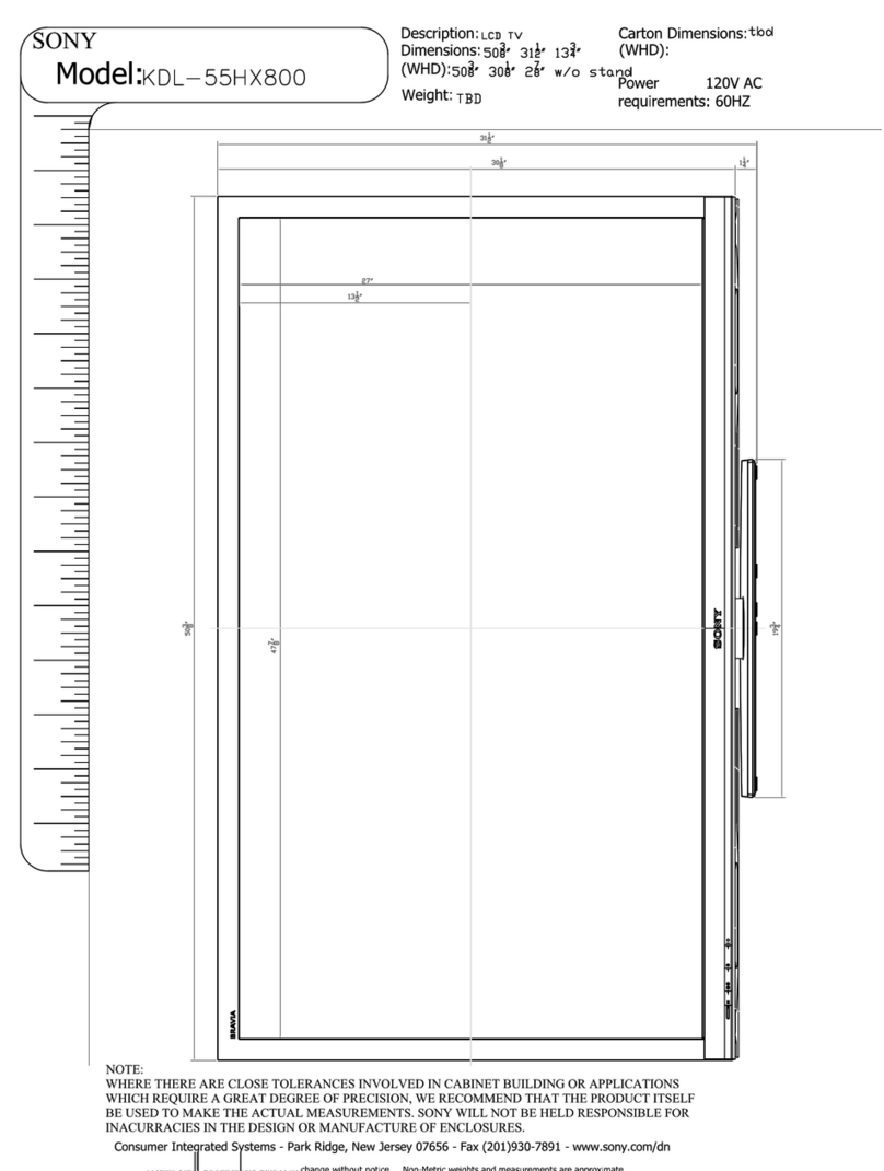 Sony Bravia KDL-55HX800 Dimensions