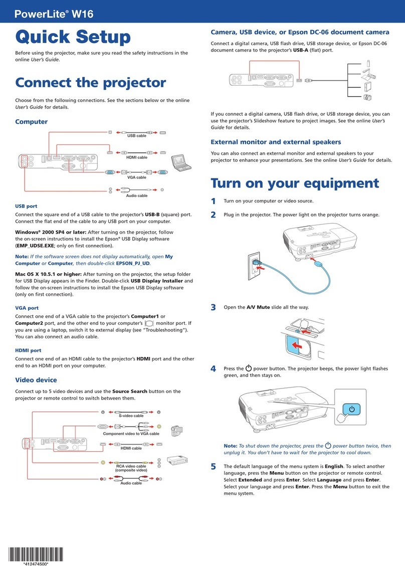 Epson PowerLite W16 Specification sheet
