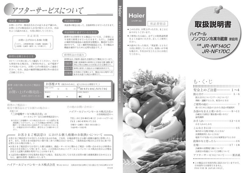 Haier JR-NF170C User manual