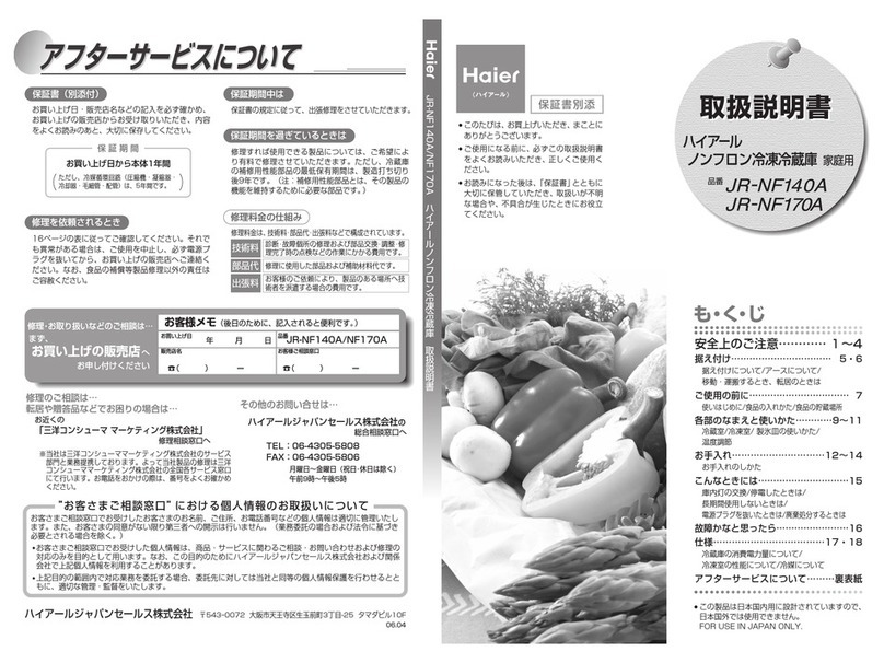Haier JR-NF140A User manual