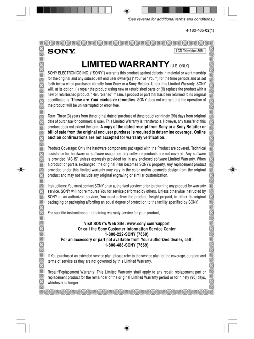 Sony Bravia XBR-84X900 Use and maintenance manual