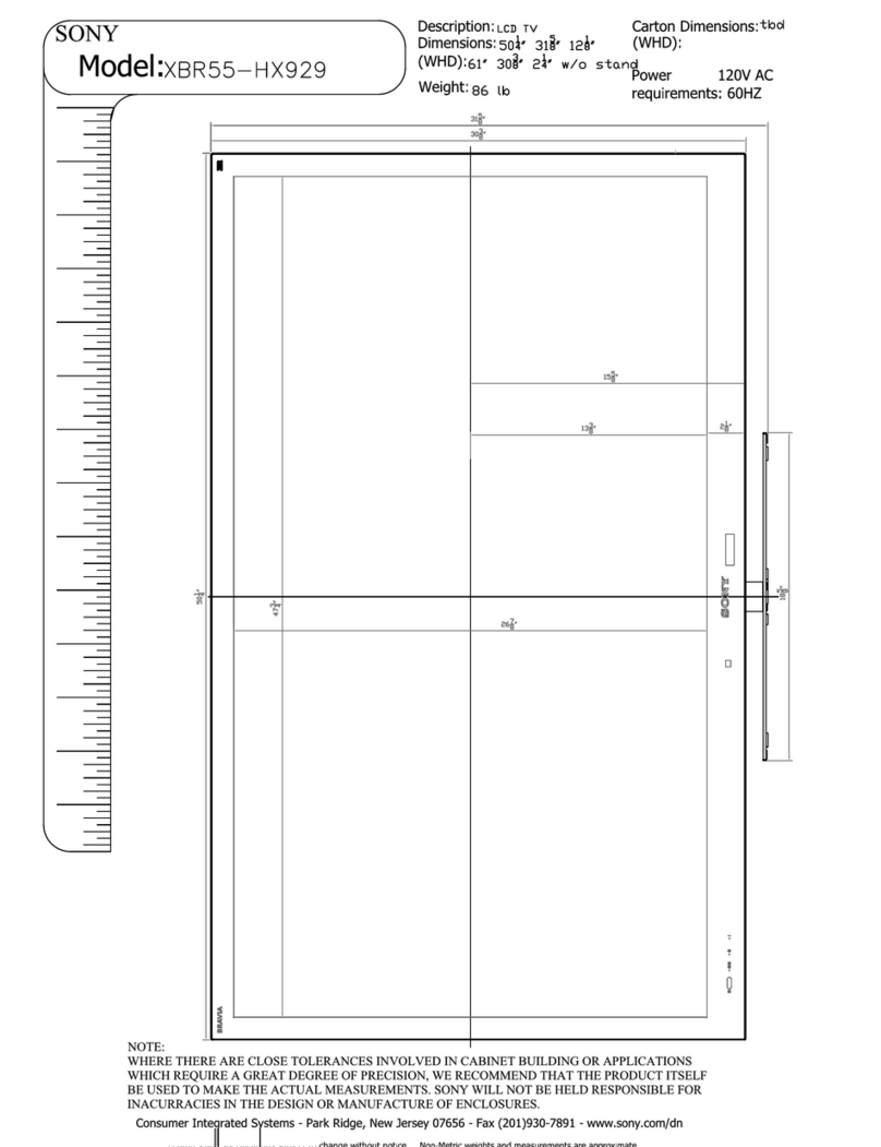 Sony Bravia XBR-55HX929 Dimensions