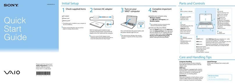 Sony SVS1313ZDZB quick start guide