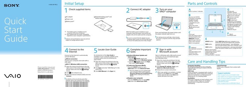Sony SVS13A390X quick start guide