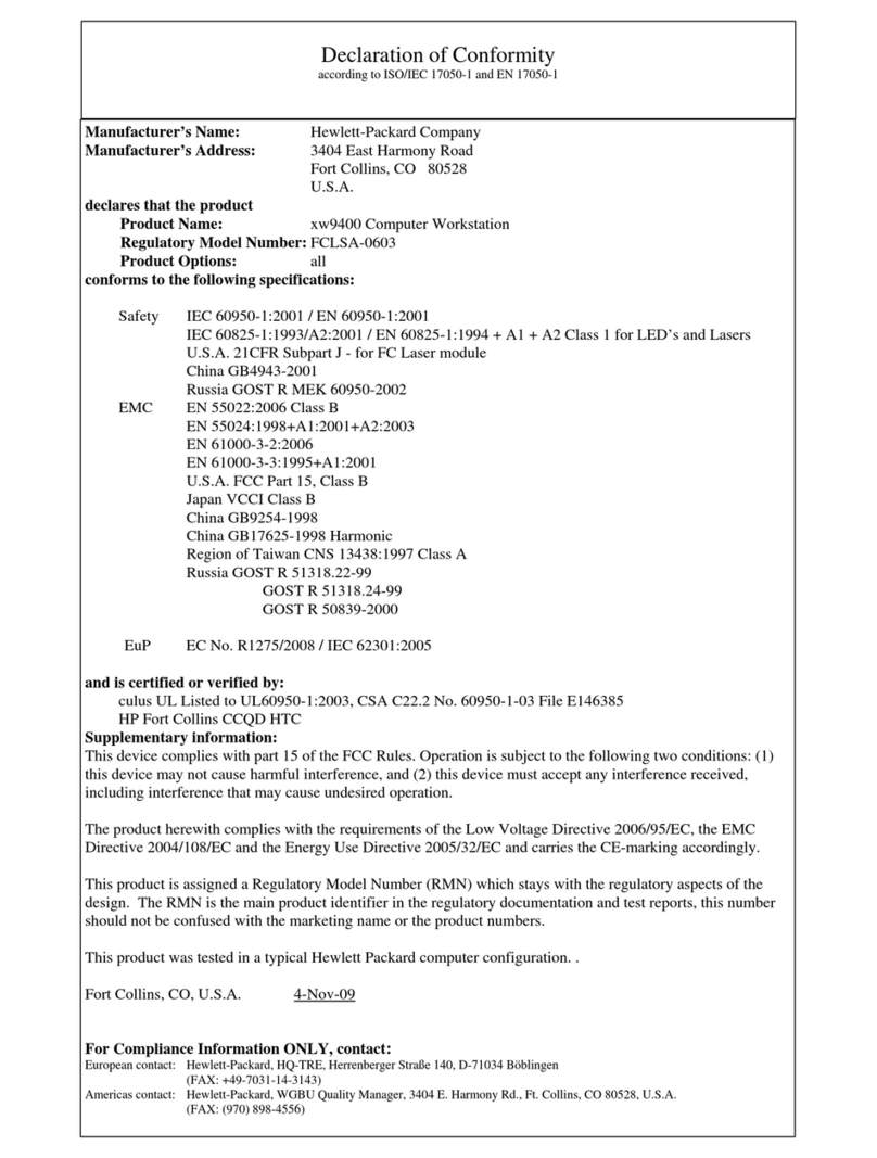 HP Xw9400 - Workstation - 16 GB RAM Reference guide