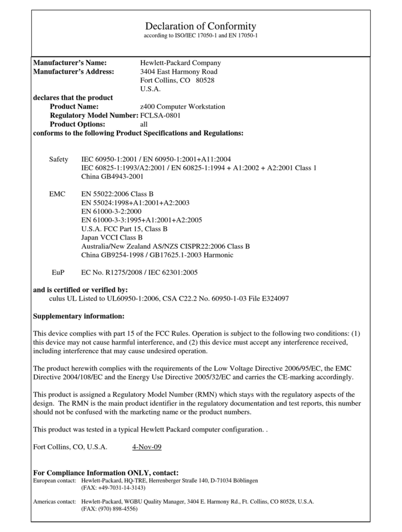 HP Z400 - Workstation Declaration of conformity