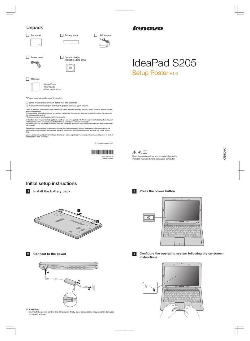 Lenovo IdeaPad S205 Quick setup guide