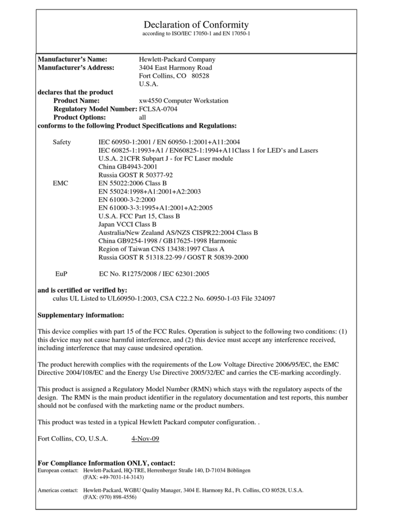 HP Xw4550 - Workstation - 2 GB RAM Reference guide