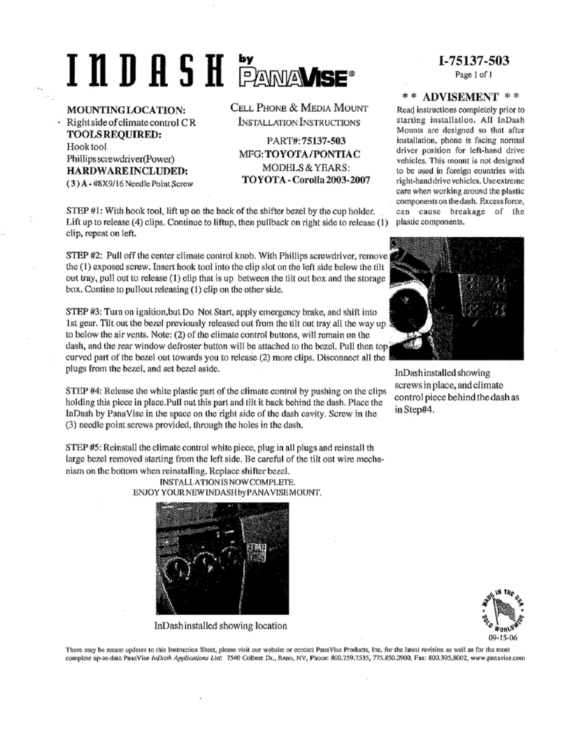 Panavise Indash 75137-503 instructions