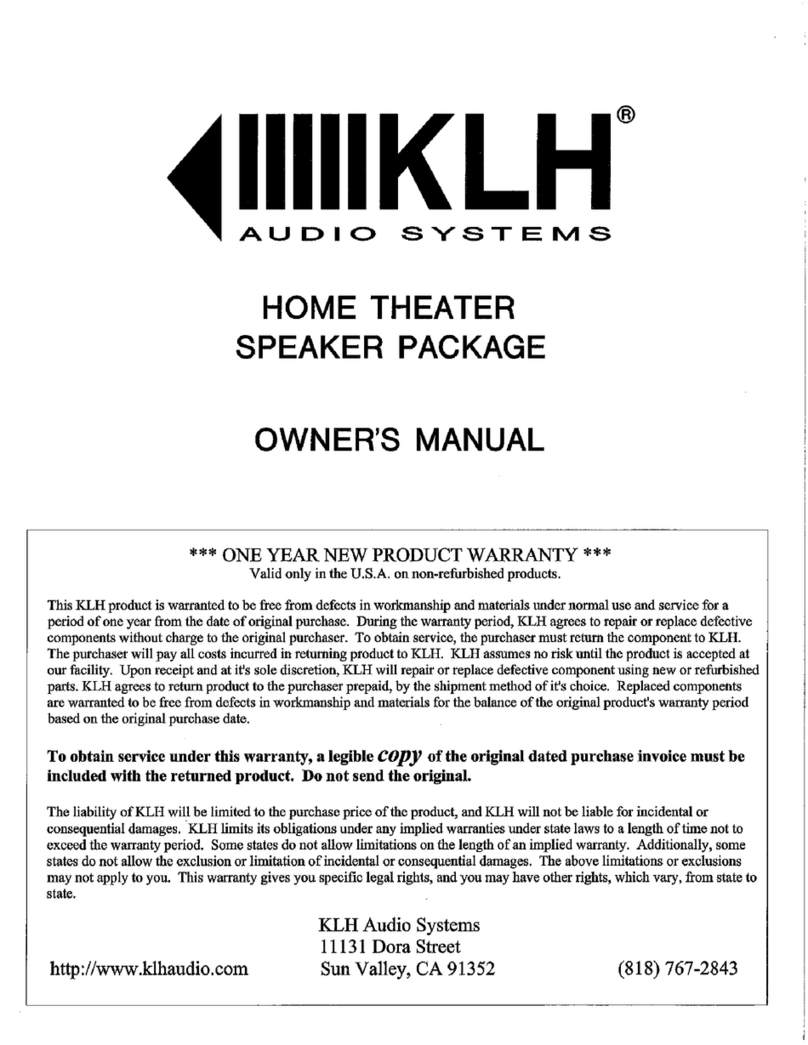 KLH SS02 HTIB User manual