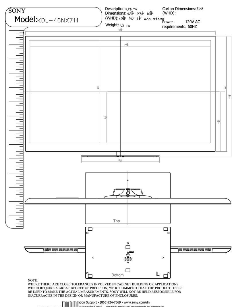 Sony KDL-46NX711 - 46" Bravia Nx700 Series Hdtv Dimensions