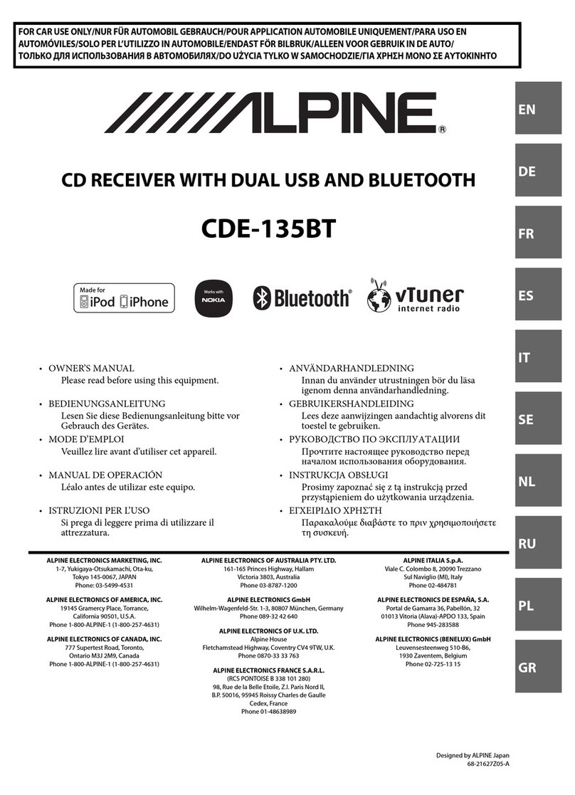 Alpine CDE-135BT User manual