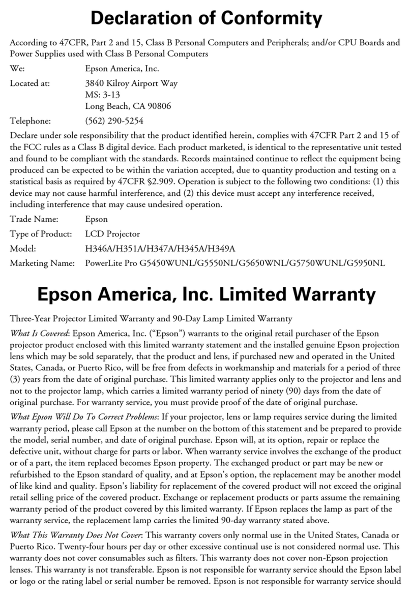 Epson PowerLite Pro G5450WU Reference guide