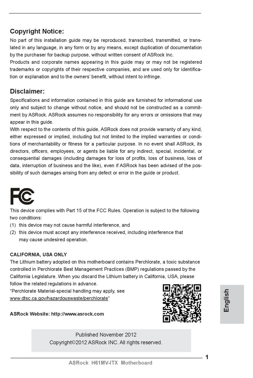 ASROCK H61MV-ITX User manual