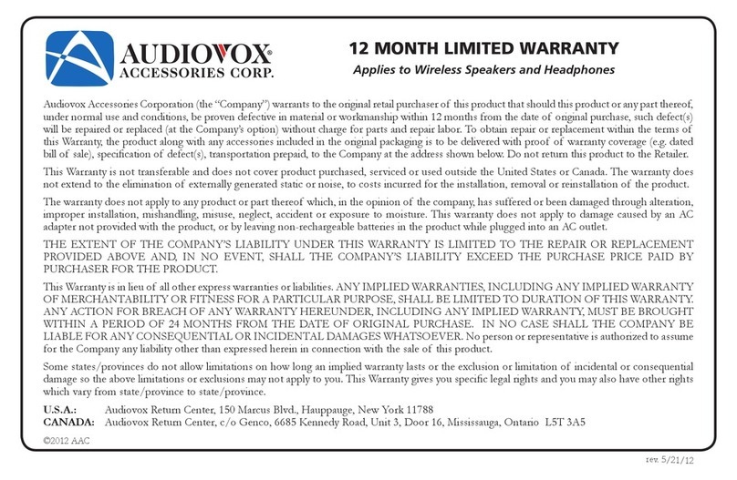 Audiovox HP5041 manual