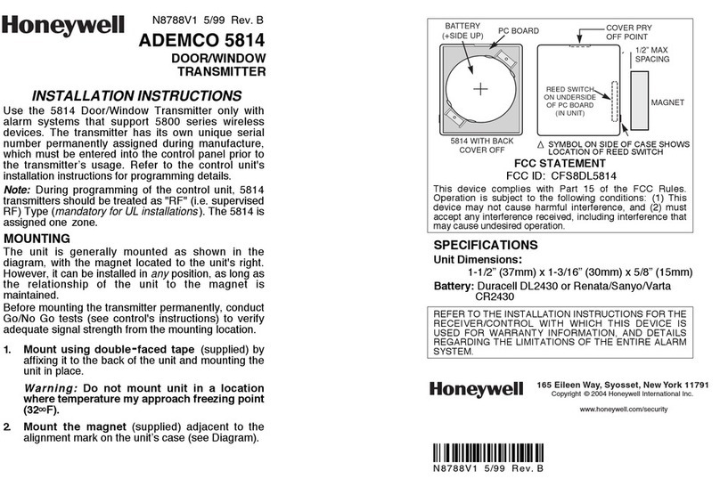 Honeywell 5814 - Ademco Ultra-small Wireless... User manual