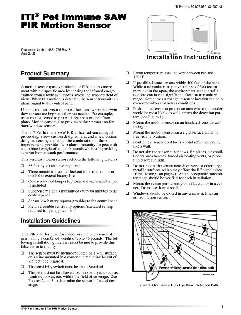 ITI 60-807-95R - Pet Immune Wireless Motion... installation instructions