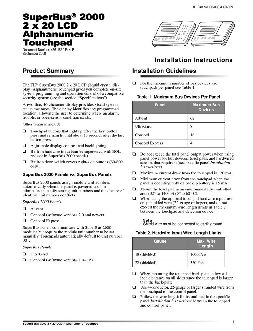 ITI 60-803-04 - Security Superbus 2000 LCD Alphanumeric... installation instructions